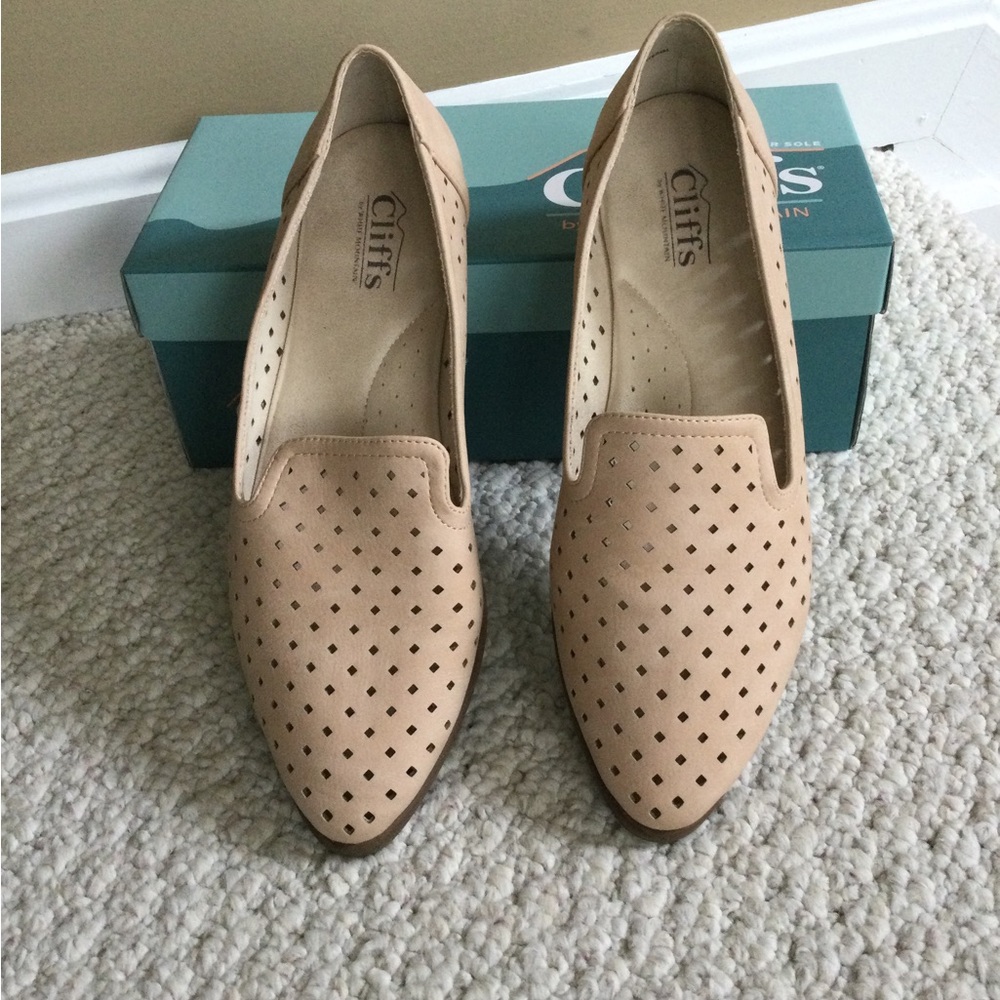 Cliffs by White Mountain Women's Nude Perforated Slip-On Flats